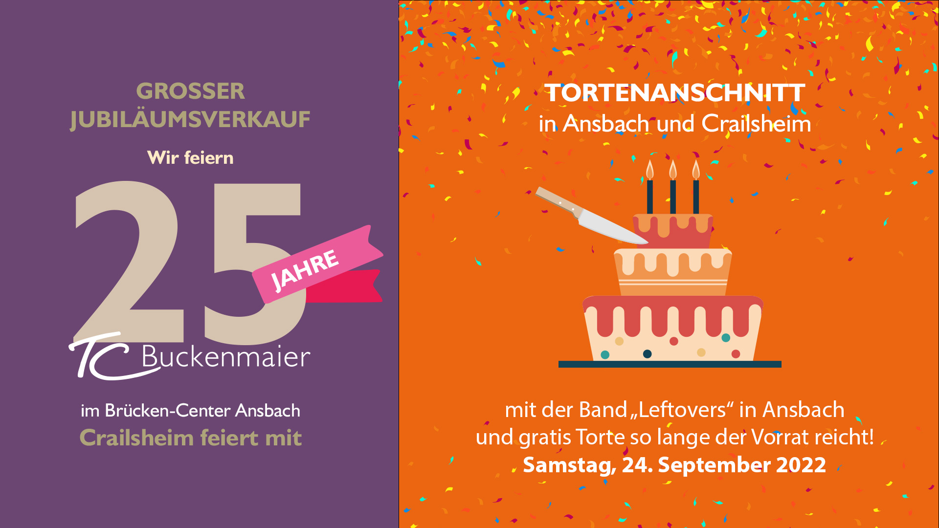 Wir feiern Jubiläum mit großem Tortenanschnitt bei TC in Crailsheim und Ansbach